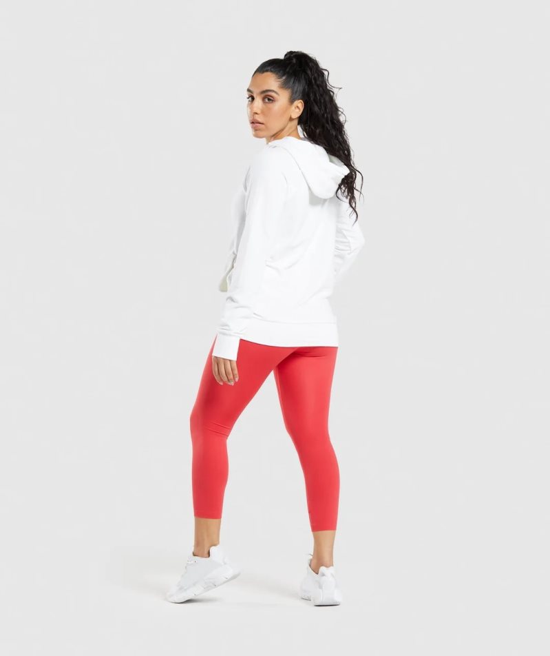 Bluzy Z Kapturem Gymshark Treningowe Damskie Białe | PL 205IST